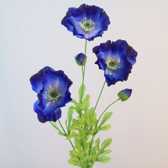 Silk Himalayan Poppies Dark Blue 70cm Artificial Flowers